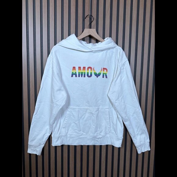 Zadig & Voltaire Hoodie Small White Sanchi Amour Pride Pullover Fleece Sweater - Picture 1 of 8